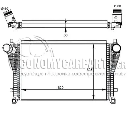 ΨΥΓΕΙΟ INTERCOOLER (ΓΙΑ ΕΚΔΟΣΕΙΣ: 2.0 TFSi ΒΕΝΖΙΝΗ) (ΔΙΑΣΤΑΣΕΙΣ ΚΥΨΕΛΗΣ: 62,0x39,8x3,0)