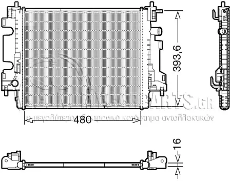 ΨΥΓΕΙΟ ΝΕΡΟΥ (ΓΙΑ ΕΚΔΟΣΕΙΣ 0.9 TURBO ΒΕΝΖΙΝΗ) (ΓΙΑ ΟΧΗΜΑΤΑ ΜΕ ΜΗΧΑΝΙΚΟ ΚΙΒΩΤΙΟ ΤΑΧΥΤΗΤΩΝ) (ΔΙΑΣΑΣΕΙΣ ΚΥΨΕΛΗΣ: 480x400x16mm)