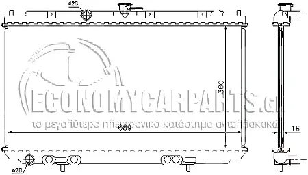 ΨΥΓΕΙΟ ΝΕΡΟΥ (ΓΙΑ ΕΚΔΟΣΕΙΣ 1.5-1.6-1.8) (ΓΙΑ ΕΚΔΟΣΕΙΣ ΜΕ Ή ΧΩΡΙΣ A/C) (ΔΙΑΣΤΑΣΕΙΣ ΚΥΨΕΛΗΣ: 360x390mm) (ΓΙΑ ΟΧΗΜΑΤΑ ΚΑΤΑΣΚΕΥΑΣΜΕΝΑ ΣΤΗΝ ΑΓΓΛΙΑ) (ΜΕ 445mm ΑΠΟΣΤΑΣΗ ΣΤΙΣ ΑΝΩ ΒΑΣΕΙΣ ΤΟΥ ΒΕΝΤΙΛΑΤΕΡ) (KOYO)
