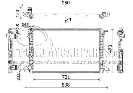 ΨΥΓΕΙΟ ΝΕΡΟΥ (ΓΙΑ ΕΚΔΟΣΕΙΣ: 1.4-2.0 TFSi ΒΕΝΖΙΝΗ - 2.0 TDi ΠΕΤΡΕΛΑΙΟ) (ΔΙΑΣΤΑΣΕΙΣ ΚΥΨΕΛΗΣ: 720x480x26) (ΜΕ ΠΑΡΟΧΕΣ ΣΤΗΝ ΠΛΕΥΡΑ ΤΟΥ ΟΔΗΓΟΥ) (ΔΙΑΜΕΤΡΟΣ ΠΑΡΟΧΩΝ: 38/38)