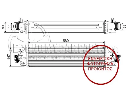 ΨΥΓΕΙΟ INTERCOOLER (ΓΙΑ ΕΚΔΟΣΕΙΣ: 2.0 JTD ΠΕΤΡΕΛΑΙΟ) (ΔΙΑΣΤΑΣΕΙΣ ΚΥΨΕΛΗΣ: 580x150x80)