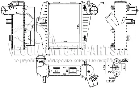 ΨΥΓΕΙΟ INTERCOOLER (ΓΙΑ ΕΚΔΟΣΕΙΣ: 1.0i TURBO ΒΕΝΖΙΝΗ) (ΔΙΑΣΤΑΣΕΙΣ ΚΥΨΕΛΗΣ: 171x233x50mm) (MAHLE BEHR PREMIUM LINE)
