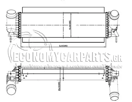 ΨΥΓΕΙΟ INTERCOOLER (ΓΙΑ ΕΚΔΟΣΕΙΣ 2.3 DCI ΠΕΤΡΕΛΑΙΟ) (ΔΙΑΣΤΑΣΕΙΣ ΚΥΨΕΛΗΣ: 540x150x80mm) (ΜΕ ΚΟΛΛΑΡΑ Φ56/51)