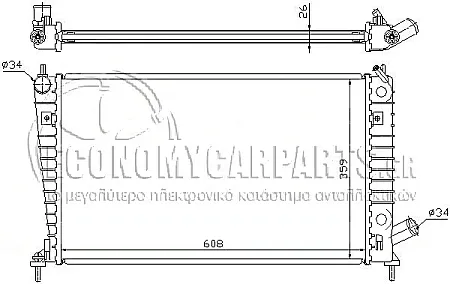 ΨΥΓΕΙΟ ΝΕΡΟΥ (ΓΙΑ ΕΚΔΟΣΕΙΣ 2.0-2.3 ΒΕΝΖΙΝΗ) (ΓΙΑ ΕΚΔΟΣΕΙΣ ΜΕ Ή ΧΩΡΙΣ A/C) (ΓΙΑ ΟΧΗΜΑΤΑ ΜΕ ΜΗΧΑΝΙΚΟ ΚΙΒΩΤΙΟ ΤΑΧΥΤΗΤΩΝ) (ΔΙΑΣΤΑΣΕΙΣ ΚΥΨΕΛΗΣ: 608x359mm) 1998-2001