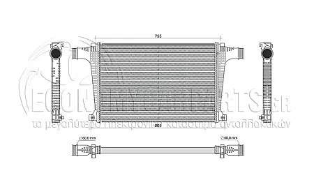 ΨΥΓΕΙΟ INTERCOOLER (ΓΙΑ ΕΚΔΟΣΕΙΣ 3.0 TDI ΠΕΤΡΕΛΑΙΟ/HYBRID) (ΔΙΑΣΤΑΣΕΙΣ ΚΥΨΕΛΗΣ: 550x233mm)