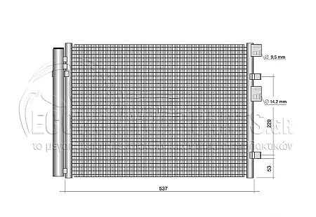ΨΥΓΕΙΟ A/C (ΓΙΑ ΕΚΔΟΣΕΙΣ 1.0T-GDi ΒΕΝΖΙΝΗ - 1.1-1.4 CRDi ΠΕΤΡΕΛΑΙΟ) (ΔΙΑΣΤΑΣΕΙΣ ΚΥΨΕΛΗΣ: 500x370x16mm) (KOYO)