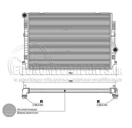ΨΥΓΕΙΟ ΝΕΡΟΥ (ΓΙΑ ΕΚΔΟΣΕΙΣ 2.0 TDi 140/176Kw ΠΕΤΡΕΛΑΙΟ) (ΔΙΑΣΤΑΣΕΙΣ ΚΥΨΕΛΗΣ: 650x450x32mm) (KOYO)