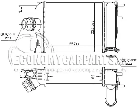 ΨΥΓΕΙΟ INTERCOOLER (ΓΙΑ ΕΚΔΟΣΕΙΣ: 1.5 DCi ΠΕΤΡΕΛΑΙΟ) (ΔΙΑΣΤΑΣΕΙΣ ΚΥΨΕΛΗΣ: 255x226x62mm)