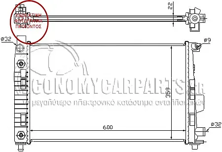 ΨΥΓΕΙΟ ΝΕΡΟΥ ΓΙΑ ΒΕΝΖΙΝΟΚΙΝΗΤΑ/DIESEL MΗΧΑΝΙΚΟ/AΥΤΟΜΑΤΟ ΜΕ & ΧΩΡΙΣ A/C (60*35) ΧΩΡΙΣ ΔΟΧΕΙΟ ΝΕΡΟΥ(BEHR)