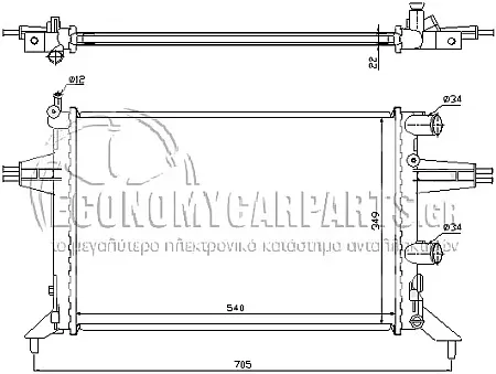 ΨΥΓΕΙΟ ΝΕΡΟΥ (ΓΙΑ ΕΚΔΟΣΕΙΣ 1.2cc ΒΕΝΖΙΝΗ) (ΓΙΑ ΟΧΗΜΑΤΑ ΧΩΡΙΣ A/C) (ΔΙΑΣΤΑΣΕΙΣ ΚΥΨΕΛΗΣ: 54x38cm) (ΜΕ ΠΑΡΟΧΕΣ ΣΤΗ ΠΛΕΥΡΑ ΤΟΥ ΣΥΝΟΔΗΓΟΥ)