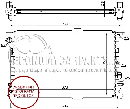 ΨΥΓΕΙΟ ΝΕΡΟΥ 1,8 ΒΕΝΖΙΝΗ - 1,8TDCI (ΧΩΡΙΣ A/C) (62*38,9*28)