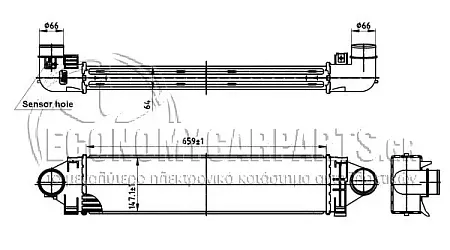 ΨΥΓΕΙΟ INTERCOOLER (ΓΙΑ ΕΚΔΟΣΕΙΣ 2.5 ΒΕΝΖΙΝΗ) (ΔΙΑΣΤΑΣΕΙΣ ΚΥΨΕΛΗΣ: 660x150x65mm)