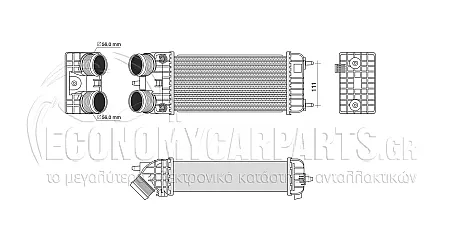 ΨΥΓΕΙΟ INTERCOOLER (ΓΙΑ ΕΚΔΟΣΕΙΣ 1.4-1.6 HDI) (ΔΙΑΣΤΑΣΕΙΣ ΚΥΨΕΛΗΣ: 300x155x75) (ΔΙΑΜΕΤΡΟΣ ΠΑΡΟΧΩΝ: Φ56)