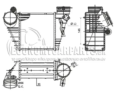 ΨΥΓΕΙΟ INTERCOOLER (ΓΙΑ ΕΚΔΟΣΕΙΣ: 1.9TDI) (ΔΙΑΣΤΑΣΕΙΣ ΚΥΨΕΛΗΣ: 18.3x18.9x8.5cm) (ΓΙΑ ΤΥΠΟ ΚΙΝΗΤΗΡΑ: ASZ)