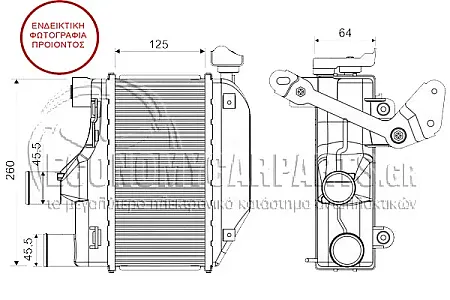 ΨΥΓEIO INTERCOOLER 1.4 D4D (125x260x64)