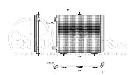 ΨΥΓΕΙΟ A/C (ΓΙΑ ΕΚΔΟΣΕΙΣ: 1.2 THP 12010-130 - 1.2 VTI ΒΕΝΖΙΝΗ - 1.6 HDI-1.6 BLUEHDI ΠΕΤΡΕΛΑΙΟ) (ΔΙΑΣΤΑΣΕΙΣ ΚΥΨΕΛΗΣ: 420x370mm) (ΜΕ 3 ΒΑΣΕΙΣ)