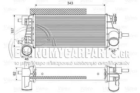 ΨΥΓΕΙΟ INTERCOOLER (ΓΙΑ ΕΚΔΟΣΕΙΣ 1.0 EcoBoost ΒΕΝΖΙΝΗ) (ΔΙΑΣΤΑΣΕΙΣ ΚΥΨΕΛΗΣ: 343x157x62mm)