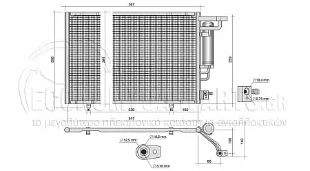 ΨΥΓΕΙΟ A/C (ΓΙΑ ΕΚΔΟΣΕΙΣ 1.25-1.4-1.6 Efi ΒΕΝΖΙΝΗ - 1.5 TDCi ΠΕΤΡΕΛΑΙΟ) (ΔΙΑΣΤΑΣΕΙΣ ΚΥΨΕΛΗΣ: 533x350x16mm) (ΠΑΡΟΧΕΣ 18/18 ΜΕ ΒΑΛΒΙΔΑ)